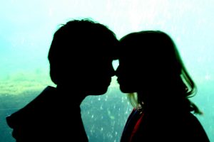 Paar Nase an Nase Schattenbild zum Thema Beziehungsprobleme & Hypnose